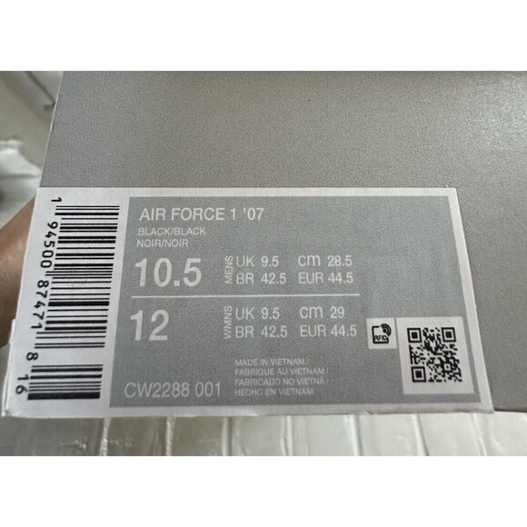 Nike Air Force 1 07’ Sneakers Mens 10.5 Triple Black Low Top - Picture 14 of 14